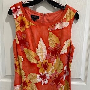 Pretty Floral Sleeveless Linen Spring Dress, Size 10, NWOT